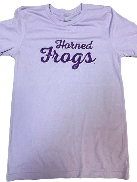 TCU Horned Frogs Women's Crew T-Shirt — Lavender Script