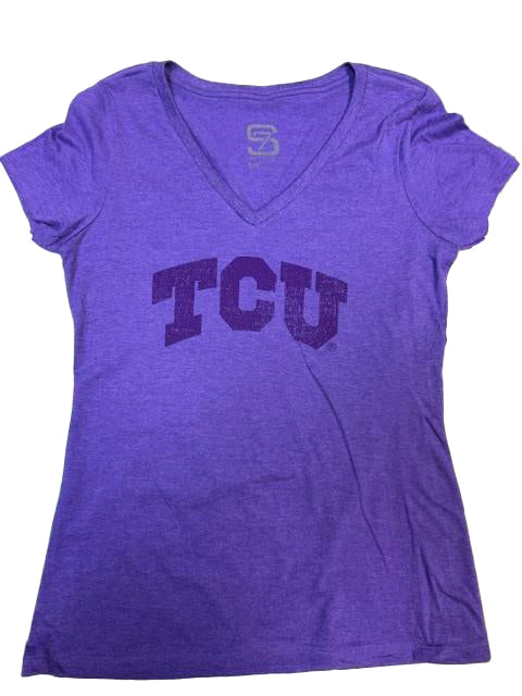 TCU Horned Frogs Women's V-Neck T-Shirt — Heather Purple